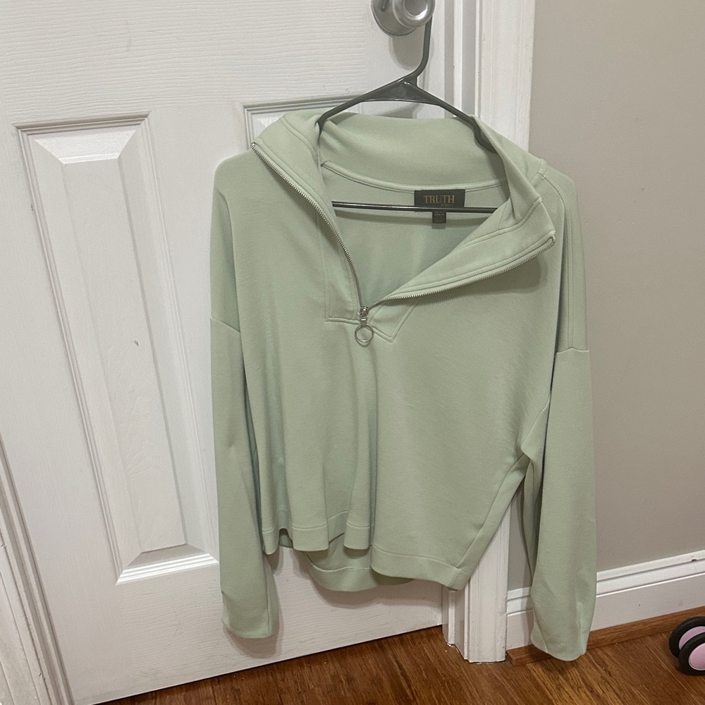 Truth Light Green Quarter-Zip Sweater